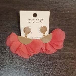 Stylish Coral Color Floral Earrings